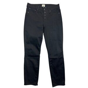 J.Crew Jeans Womens 29 Black Denim 9" Vintage‎ Straight Fitted Button Fly